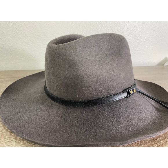 A. Adams & Spire Fur Felt Western Cowboy Hat Gray‎ Leather Band Outback Style L - Picture 10 of 13